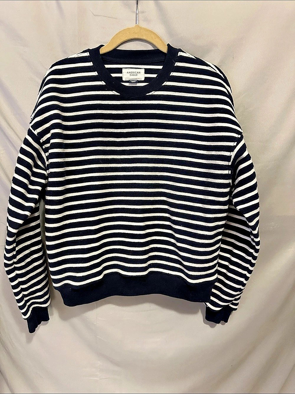 American Eagle Striped Sweatshirt in Black & White Size XS Like New